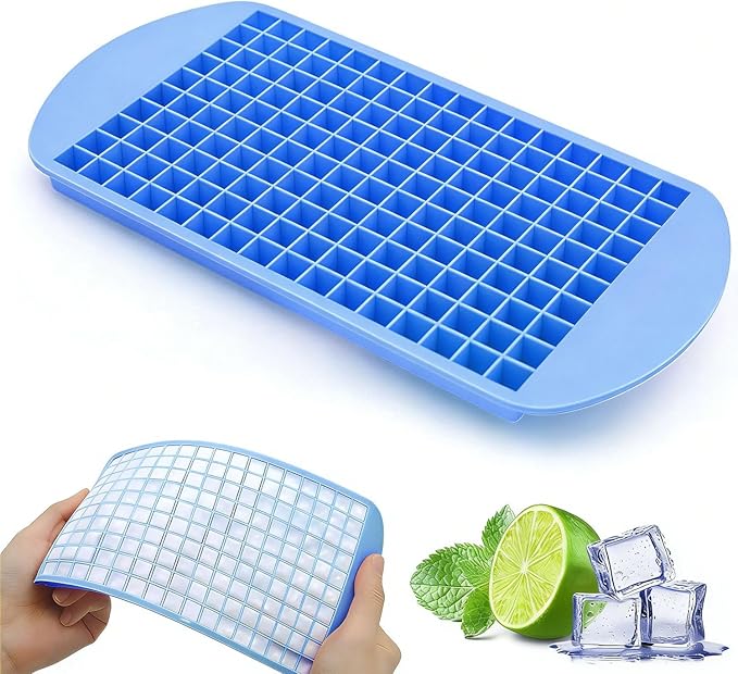 Silicone Ice Cube Tray,160 Mini Crushed Ice Cube Molds Easy Release Small Ice Cube for Chilling Whiskey Cocktail Kitchen Gadgets Stackable Ice Trays,Super mini ice Cubes 1cm³,Without lid,1 Pack