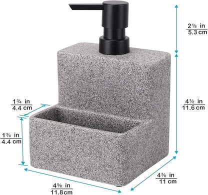 zccz Soap Dispenser with Sponge Holder, Liquid Hand and Dish Soap Dispenser Pump Bottle and Sponge Holder 2 in 1 for Kitchen Sink Bathroom Counter Storage and Organization Black Marble Look - Image 6