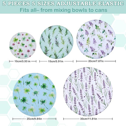 5-Size Reusable Beeswax Bowl Covers for Bread Proofing, Cotton Cloth Flexible Beeswax Wraps for Food Storage(Lavender) - Image 2