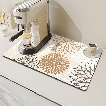 Findosom 2PCS 16" x 24" Dish Drying Mat & 24" x 5.5" Sink Splash Guard, Super Absorbent & Cuttable Dish Mat Drying Kitchen Mat with Brown Floral, Hide Stain Drying Mat for Kitchen Counter - Image 5