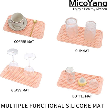 MicoYang Silicone Dish Drying Mat for Multiple Usage,Easy clean,Eco-friendly,Heat-resistant Silicone Mat for Kitchen Counter or Sink,Refrigerator or Drawer Liner Pink S 12 inches x 6 inches - Image 4