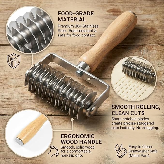 Lattice Pastry Cutter, Professional Lattice Roller for Pie & Beef Wellington, Sharp Multi-Blade Dough Cutter for Even Decorative Crusts, Easy-Clean Baking Gift for Home Bakers - Image 7