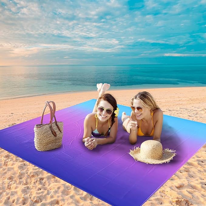 WIWIGO Beach Blanket Waterproof Sandproof Beach Mat 79" X 83"/10'x9'for 2-8 Adults Quick Drying Outdoor Picnic Mat Beach Accessories for Travel, Camping, Hiking - Image 6