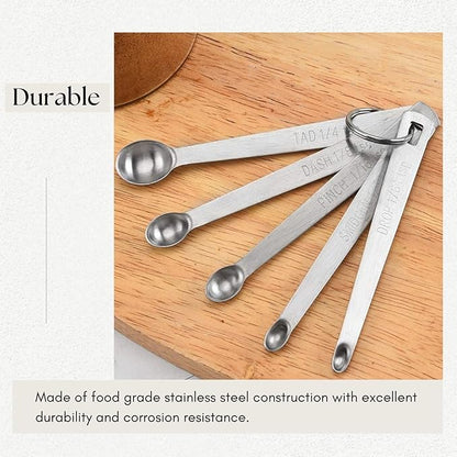 2 Pack Teaspoon Measuring Spoons, 1/4 tsp, 1/8 tsp, 1/16 tsp, 1/32 tsp, 1/64 tsp Mini Measuring Spoons Set, Stainless Steel Cooking Baking Tiny Measuring Spoon for Powders, Spices, Salt - Image 5