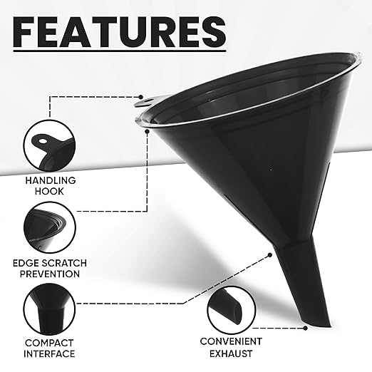 Funnels for Kitchen Use – Black Set in 4 Sizes (122, 101, 76 & 50mm) | Durable, Non-Toxic Food Grade Plastic – Ideal for Filling Bottles, Jars & Containers | Perfect for Kitchen, Garage & Labs - Image 4