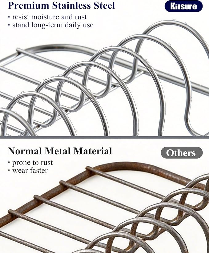 Kitsure Dish Drying Rack - Expandable Stainless Steel Dish Racks for Kitchen Counter, Auto-Drain Drying Rack for Kitchen with Cutlery Holder & Non-Slip Feet, 16.1-26.6" L x 12.6" W, Black - Image 7