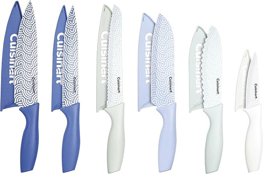 Cuisinart Advantage 12-Piece Kitchen Knife Set, Professional-Quality Nonstick Coated Stainless Steel Knives with Covers, Nonstick Color Coating for Easy Slicing, Ergonomic Handles, G1022-12BW by Cuisinart