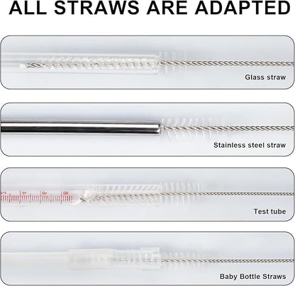 Ixiaoyoo Straw Cleaner Brush Set, 12-Piece 11.8 Inch Long Botthle Cleaning Brush, Nylon Tube Brush Kit for Straws on Tumbler, Water Bottle, Sippy Cup and Pipes, Tubes or Tea Pot Spout