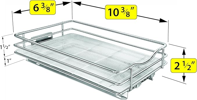 LYNK PROFESSIONAL® Pull Out Spice Organization for Cabinets - 6-3/8 inch Wide – Spice Rack for Inside Cabinets, Slide Out Spice Rack Organizer for cabinet – Pull Out Spice Rack, Sliding 1 Tier Chrome - Image 5