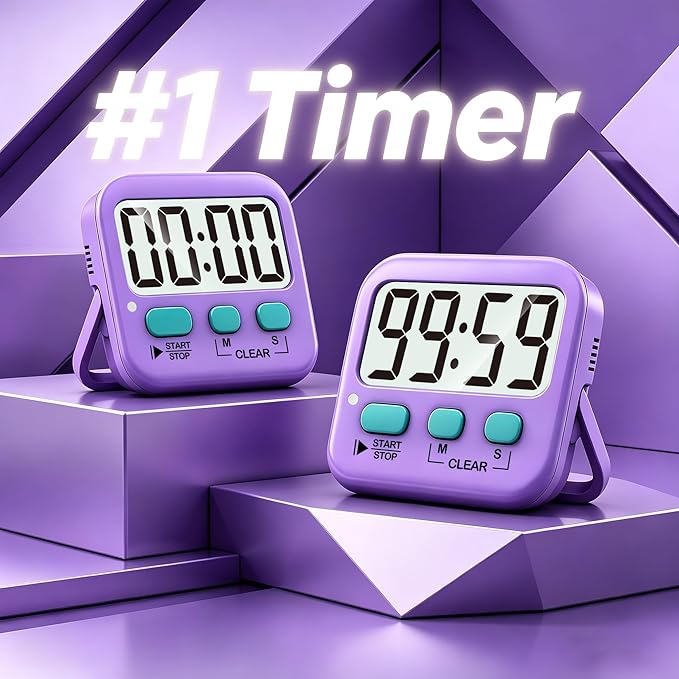 Antonki 2 Pack Digital Timer for Kids, Magnetic Countdown Kitchen Timers for Cooking, Egg, Classroom, Teacher, Exercise, Study, Oven - Battery Included - Image 2