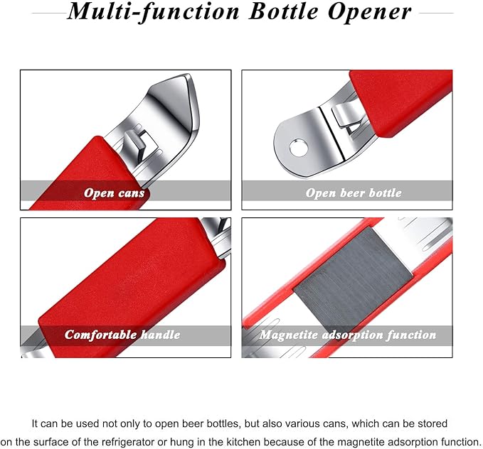 3 Pieces Magnetic Bottle Openers Can Opener Classic Beer Opener Stainless Steel Small Bottle Opener Can Tapper with Magnet for Camping and Traveling HANCELANT - Image 2