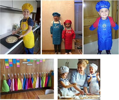 Kids Apron Set Chef Hat Sleeve Outfit Costume Toddler Girl Boy Aprons Cooking Baking Painting 5-13 years old