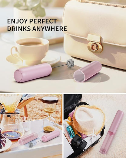 CIRCLE JOY Portable Rechargeable Milk Frother Hanheld, Dual Spring Whisk Electric Coffee Frother Wand Drink Mixer for Matcha Lattes Cappuccino, Kitchen Gifts, Pink - Image 6