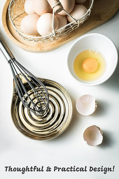LAUCHUH Spoon Rest for Stove Top, Ceramic Spoon Holder for Kitchen Countertop Large Cooking Utensil Rest for Mother's Day, Spatula, Spoons, Tong, Ladle, Fork, Heat-Resistant, 5 inch, Gold