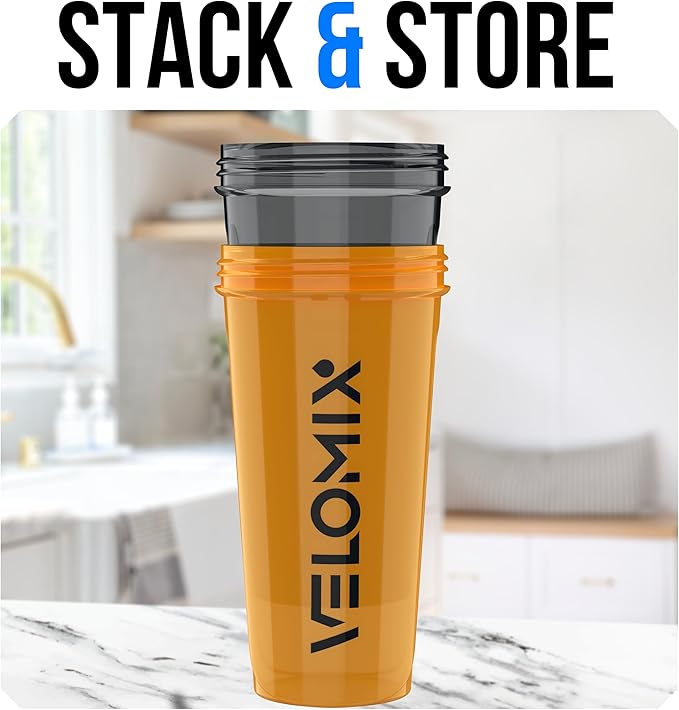 VELOMIX -2 Pack- 28 oz Protein Shaker Bottles for Protein Mixes - 2x Wire Whisk | Leak Proof Shaker Cups for Protein Shakes and Pre Workout | Protein Shaker Bottle Pack (A8) Golden Stone