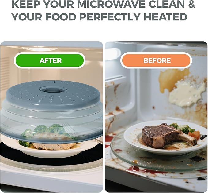 12" Large Microwave Splatter Cover & Silicone Mat, Foldable Food Cover and Raised Handle, BPA-Free Splatter Guard Lid, Multi-Purpose Heat-Resistant Mat for Pots,and Kitchen - Image 4