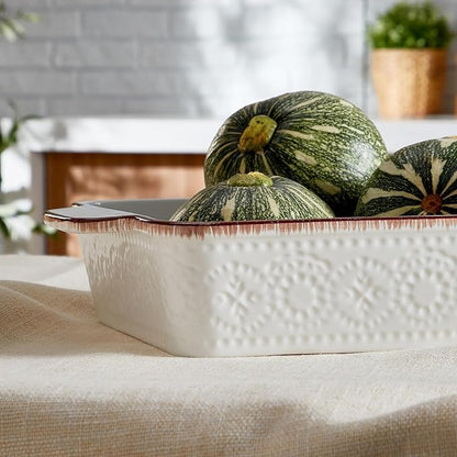 ONEMORE Casserole Dishes for Oven, Ceramic Baking Dish Set of 4, Non-Stick Lasagna Pans with Handles, Rectangular Bakeware Set for Cake, Roasting, Broiling, Gratin, Banquet, Microwave & Dishwasher Safe(3.8/2.6/1.7/1.1 Qt) (White 01) - Image 6