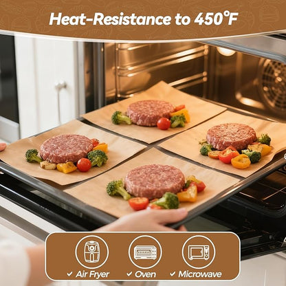 360 Count 6"x 6" Heavy Duty Patty Paper Sheets for Separating Patty, No-Stick & No-Leak Unbleached Parchment Paper Squares, Pre-cut Burger Patty Paper for Oven, Air Fryer, Microwave - Image 6
