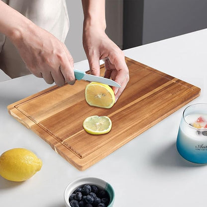 Solid Acacia Wood Cutting Boards for Kitchen Decor Wooden Charcuterie Board Meat Cheese Boards Butcher Block Pizza Bread Serving Board Hardwood Chopping Board Non Toxic Teak Small Cutting Boards - Image 6