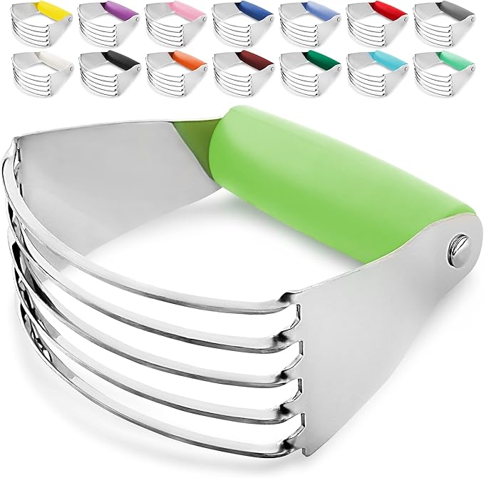 Professional Dough Blender, Pastry Cutter Stainless Steel, Heavy Duty Pastry Blender and Dough Cutter with Blades by Zulay Kitchen - Light Green by ZulayKitchen