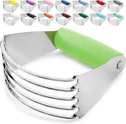 Professional Dough Blender, Pastry Cutter Stainless Steel, Heavy Duty Pastry Blender and Dough Cutter with Blades by Zulay Kitchen - Light Green by ZulayKitchen