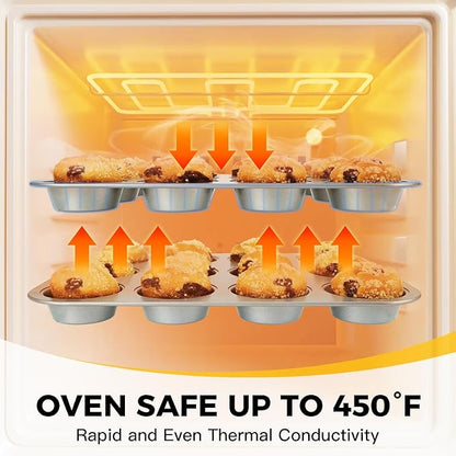 HONGBAKE Bakeware Sets, Baking Pans Set, Nonstick Oven Pan for Kitchen with Wider Grips, 10-Piece Including Rack, Cookie Sheet, Cake Pans, Loaf Pan, Muffin Pan, Pizza Pan - Sliver - Image 6