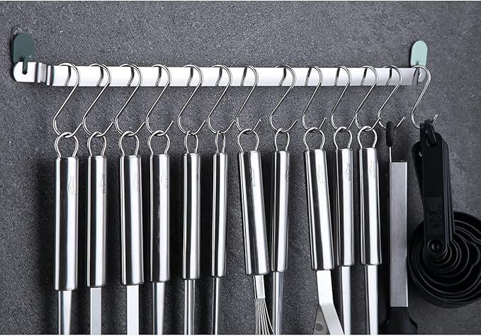 Berglander Kitchen Utensils Set 38 Pieces, Stainless Steel Cooking Utensils Set, Kitchen Gadgets Cookware, Kitchen Tool Set with Utensil Holder Rack And Hooks For Hanging Dishwasher Safe