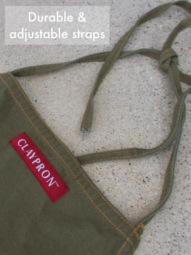 OLIVE GREEN, the original split apron for potters, chefs and gardeners