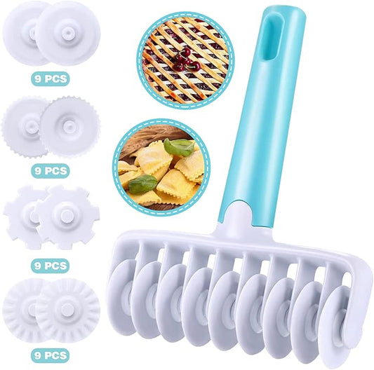 Pastry Dough Lattice Cutter Wheel Roller Fondant Ribbon Cutter with 4 Different Gears Embosser Set Household Time-Saver Baking Pastry Tools for Dough Cookie Pie Pizza Bread Pastry by Aonagi