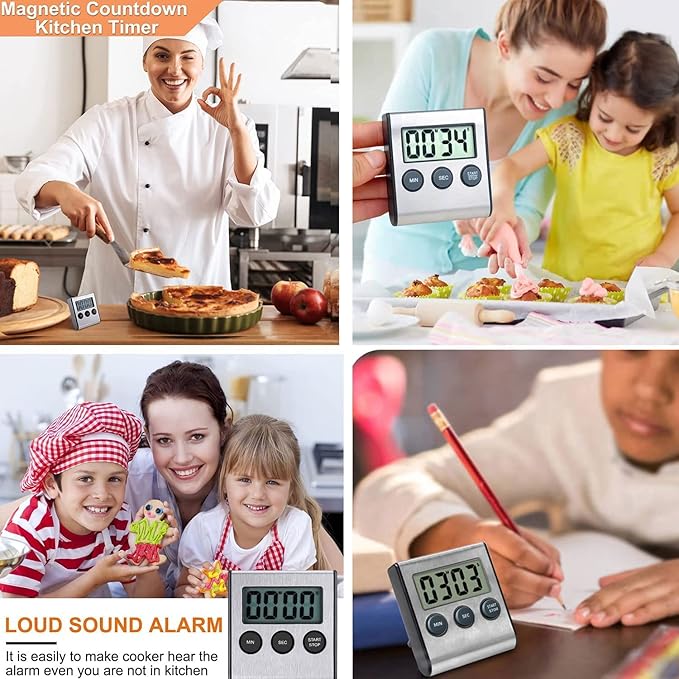 2 Pack Digital Magnetic Countdown Timer with Loud Alarm for Cooking, Baking, Sports Games - Image 6