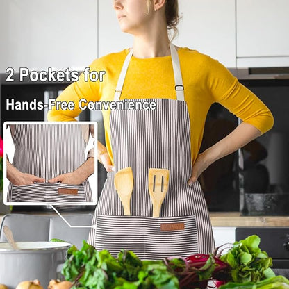 BeLuyi Adjustable Bib Apron with 2 Pockets Chef Cooking Kitchen Restaurant Aprons for Women Men - Image 4