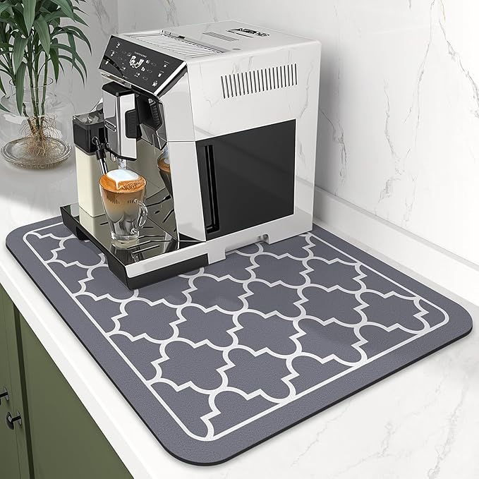 WISELIFE Dish Drying Mat Super Absorbent Drying Mat Large Dish Drying Mats for Kitchen Counter Easy Clean Dish Mat Kitchen Drying Mat15"x 18" Stylish Grey - Image 2