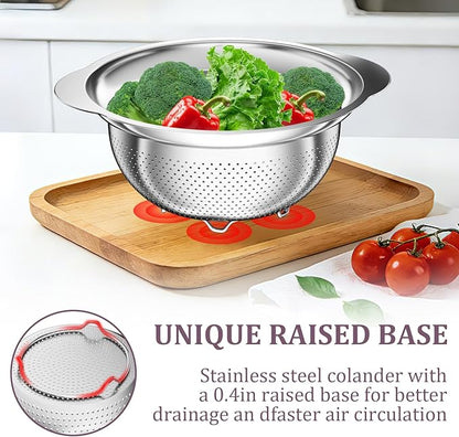 Stainless Steel Colander - 3QT Medium Capacity Strainer with Handle, Kitchen Food Strainer Basket for Washing Vegetables, Fruits, Rice, and Pasta, Kitchen Present for Women - Image 5