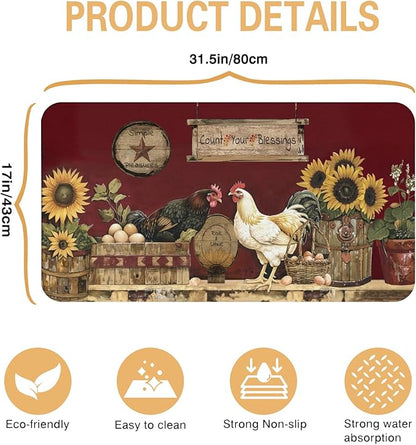 Kitchen Countertop Dish Drying Mat,Super Absorbent Coffee Bar Mat for Maker Espresso Machine, Anti-Slip Accessories for Kitchen Countertops 17x31 Inch