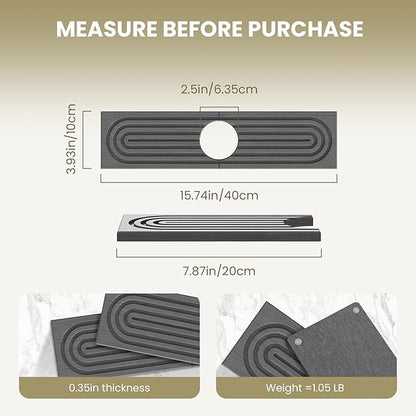 Premium Diatomite Stone Drying Mat for Kitchen Counter, Faucet Mat for Kitchen Sink, Sink Protector & Splash Guard, Quick-Dry Kitchen Sink Mat,Super Absorbent (Gray, 15.8"x4") - Image 9