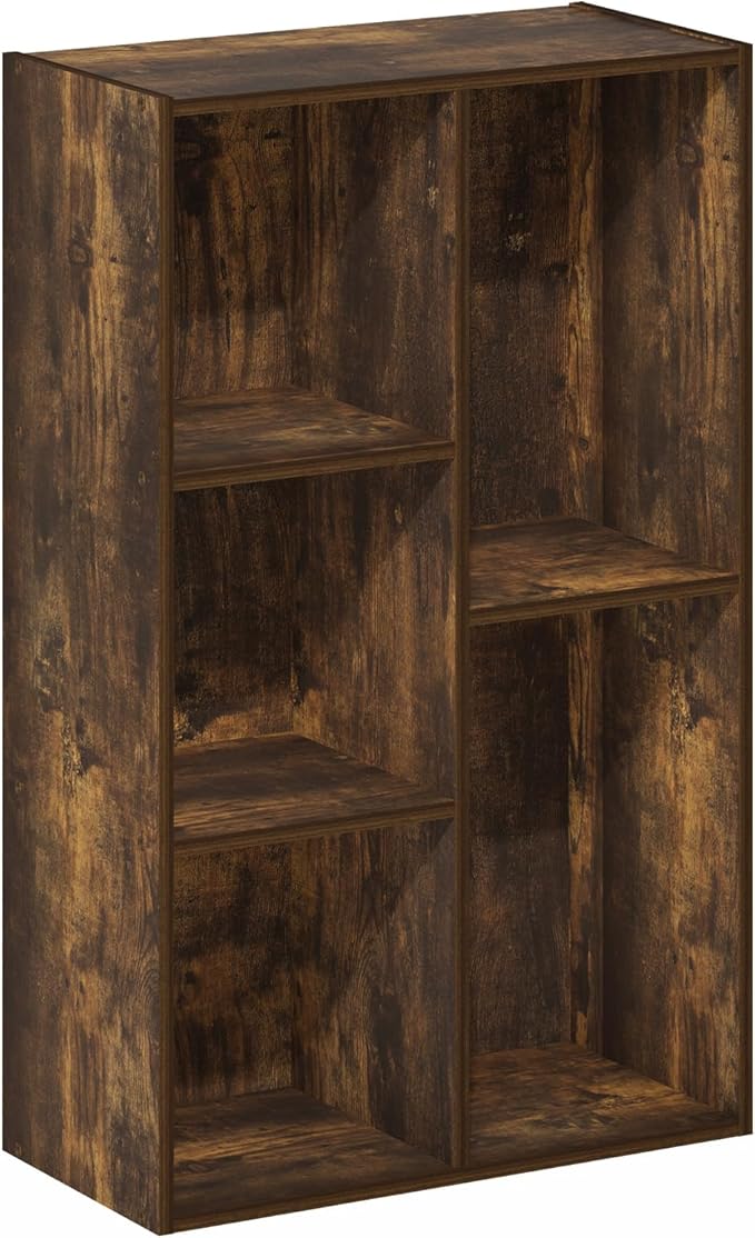 Furinno LUDER Book Shelf, 5-Cube Bookshelf, Reversible Bookcase, 9.4 x 19.5 x 31.5, Easy Assembly, for Living Room, Bedroom, Home Office, Amber Pine - Image 6