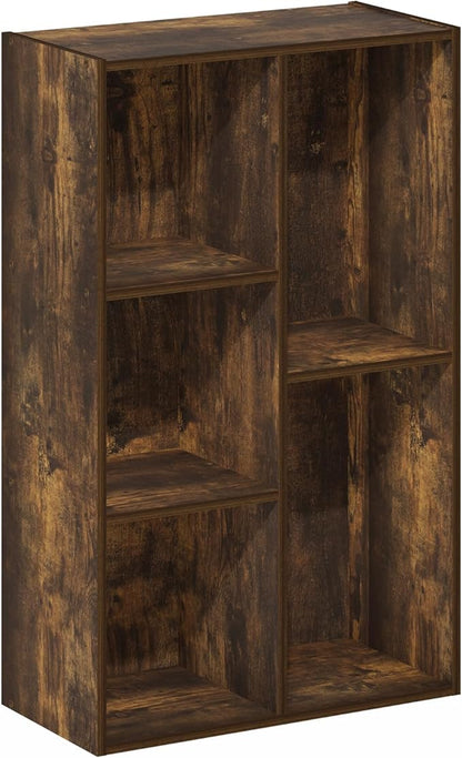 Furinno LUDER Book Shelf, 5-Cube Bookshelf, Reversible Bookcase, 9.4 x 19.5 x 31.5, Easy Assembly, for Living Room, Bedroom, Home Office, Amber Pine - Image 6
