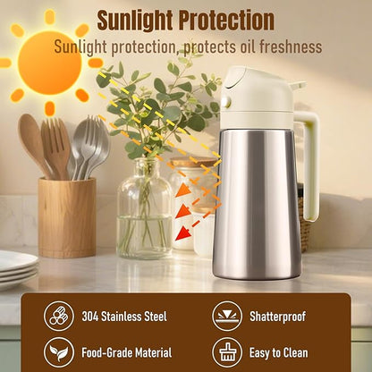 PARACITY Oil Dispenser Bottle with Stainless Steel Shell & Ceramic Sprayed Interior, 2 in 1 Olive Oil Sprayer and Dispenser, Oil Spray Bottle for Cooking, Kitchen, BBQ, Air Fryer, Salad, Baking(White) - Image 5