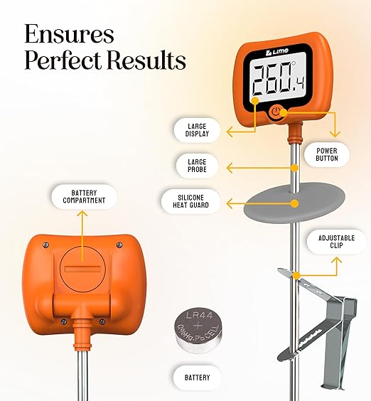 Digital Candy Thermometer with Pot Clip, 10" Long Stainless Steel Probe, Instant Read Kitchen Thermometer for Cooking, Baking, and Candy Making - Image 9