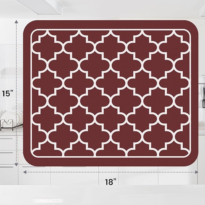 WISELIFE Dish Drying Mat Super Absorbent Drying Mat Large Dish Drying Mats for Kitchen Counter Easy Clean Dish Mat Kitchen Drying Mat15"x 18" Stylish Red - Image 3