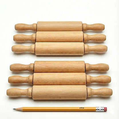 8-Inch Premium Kids Mini Rolling Pins (6-Pack) Splinter-Free, Non-Stick Hardwood for Baking, Sensory Crafts, Play-Doh, Clay, Therapeutic Fine Motor Skills for Toddlers, Great Gift for Children by SensationallyOT