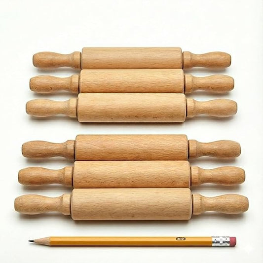 8-Inch Premium Kids Mini Rolling Pins (6-Pack) Splinter-Free, Non-Stick Hardwood for Baking, Sensory Crafts, Play-Doh, Clay, Therapeutic Fine Motor Skills for Toddlers, Great Gift for Children by SensationallyOT