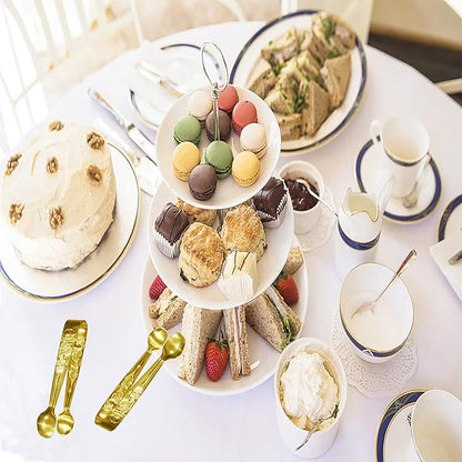 6PCS Mini Serving Tongs, 4Inch Rose Stainless Steel Sugar Cube Tong, Sliver Small Ice Tongs for Tea and Coffee Party, Appetizers, Desserts by Sunenlyst (6PCS Gold) - Image 3