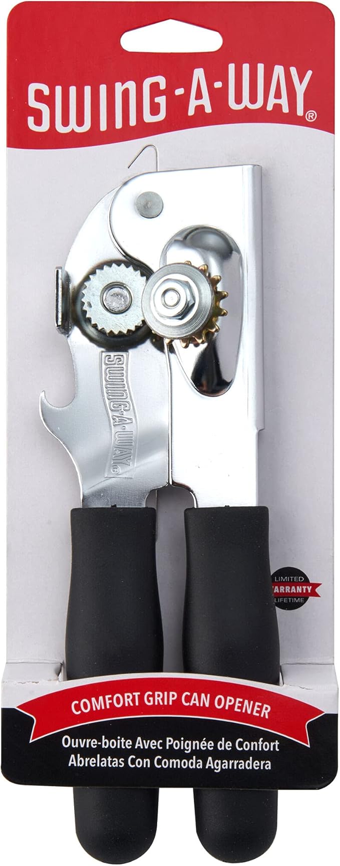 Swing-A-Way Comfort Comfort Grip Can Opener - All-Steel Construction, Smooth - Easy to Use, High-Carbon Cutting Wheel, Integrated Bottle Opener, Easy to Clean, Ideal for Arthritis and Seniors (Black) - Image 5