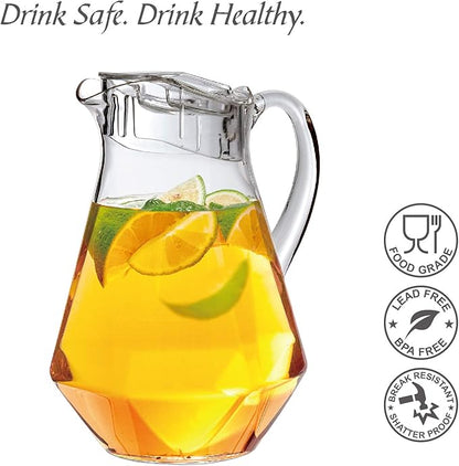 Amazing Abby - Sparkly - Plastic Pitcher (64 oz, 2 Quart), Clear Water Pitcher with Lid, Fridge Jug, BPA-Free, Shatter-Proof, Great for Iced Tea, Sangria, Lemonade, Juice, Milk, and More - Image 4