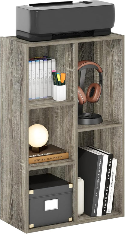Furinno LUDER Book Shelf, 5-Cube Bookshelf, Reversible Bookcase, 9.4 x 19.5 x 31.5, Easy Assembly, for Living Room, Bedroom, Home Office, French Oak by Furinno-FitsYourSpaceFitsYourBudget