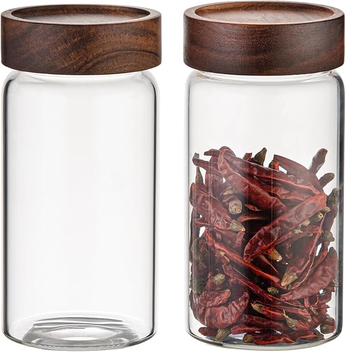 18 OZ Glass Coffee Jars with Top Screw Lid Ground Sugar Spice Herb Container Clear Glass Jar Round Food Storage Canister for Pantry Tea Coffee Bean Spice Cookies Salts (2×550ml(18oz)) - Image 6