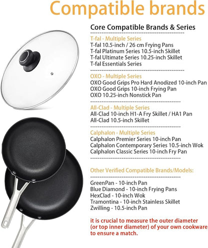 10 Inch Pan Lid 10" Tempered Glass Lid for Frying Pan, Skillets, Pans, Pots and Wok, Heat Resistant Handle