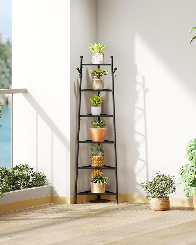CHOEZON 6-Tier Cookware Stand, Triangle Shelf Storage Tower for Kitchen, Pans Pots Storage Rack, Metal Wire Shelf Organizer, Corner Shelf, for Kitchen, Living Room, Black TPR14BB - Image 3