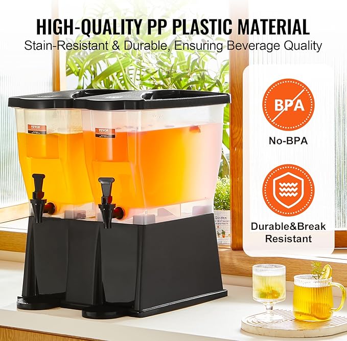 VEVOR Beverage Dispenser, 3 Gallon x 2 Drink Dispensers for Parties, Plastic Juice Dispenser with Stand Spigot Lid, Iced Tea Lemonade Juice Water Dispenser, for Restaurants, Hotels, Parties - Image 4